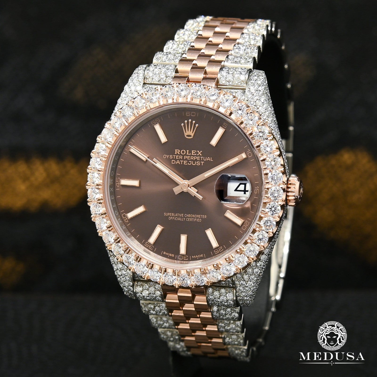 Montre Rolex | Montre Homme Rolex Datejust 41mm - Jubilee Everose Bezel Iced Or Rose 2 Tons