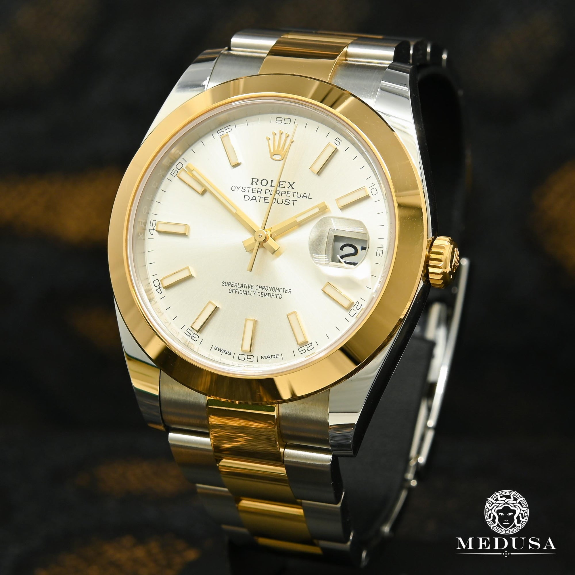 Montre Rolex | Montre Homme Rolex Datejust 41mm - Silver Stick Dial Or 2 Tons