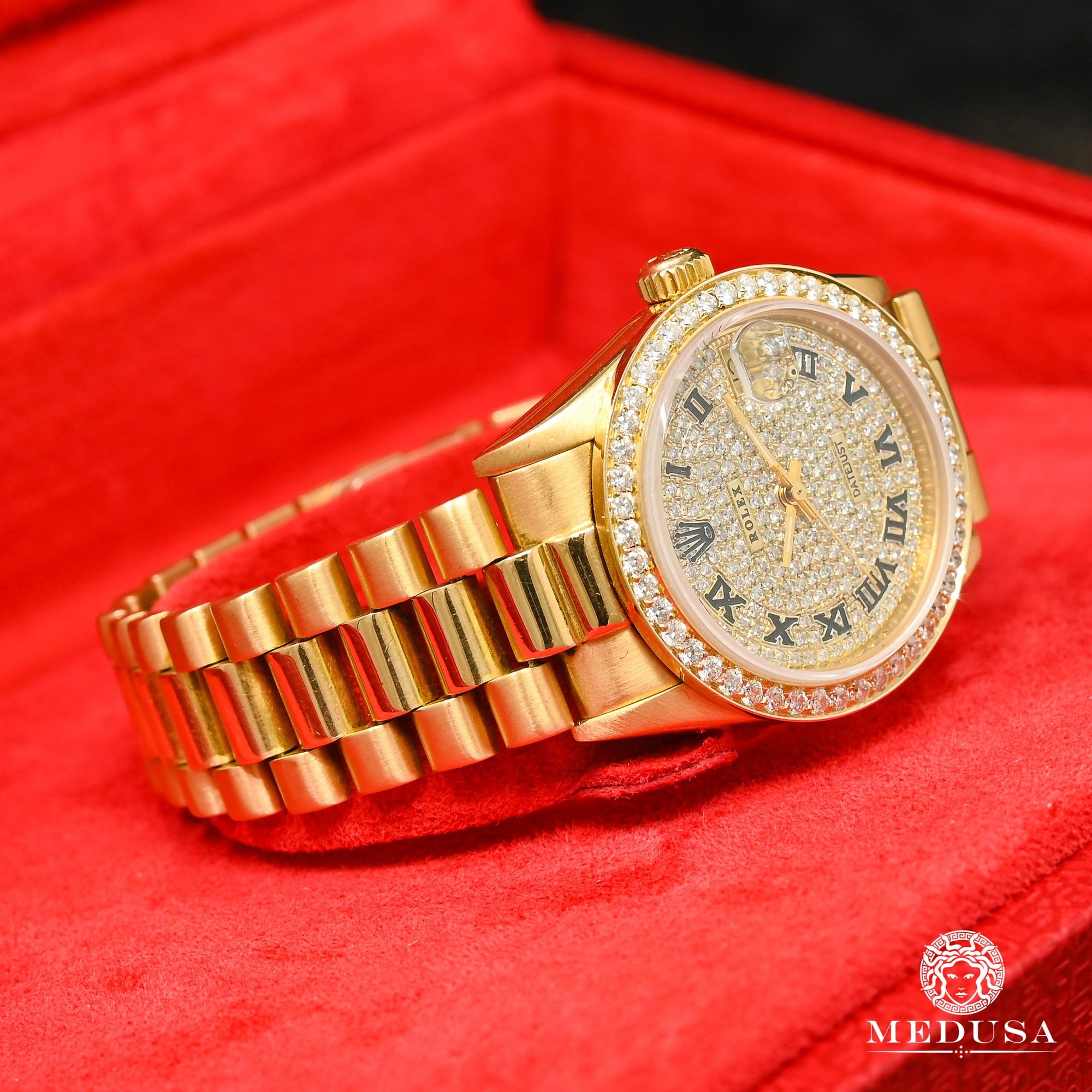 Montre Rolex | Montre Femme Rolex Lady-Datejust 31mm - President Iced Or Jaune