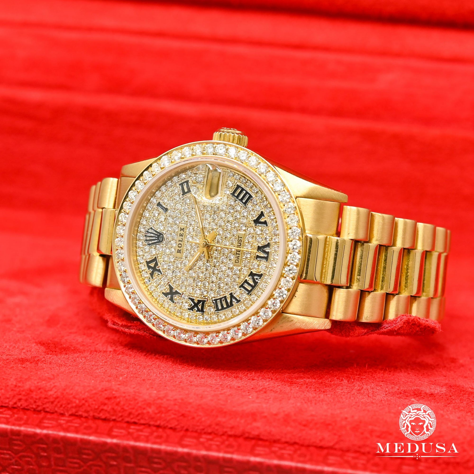 Montre Rolex | Montre Femme Rolex Lady-Datejust 31mm - President Iced Or Jaune