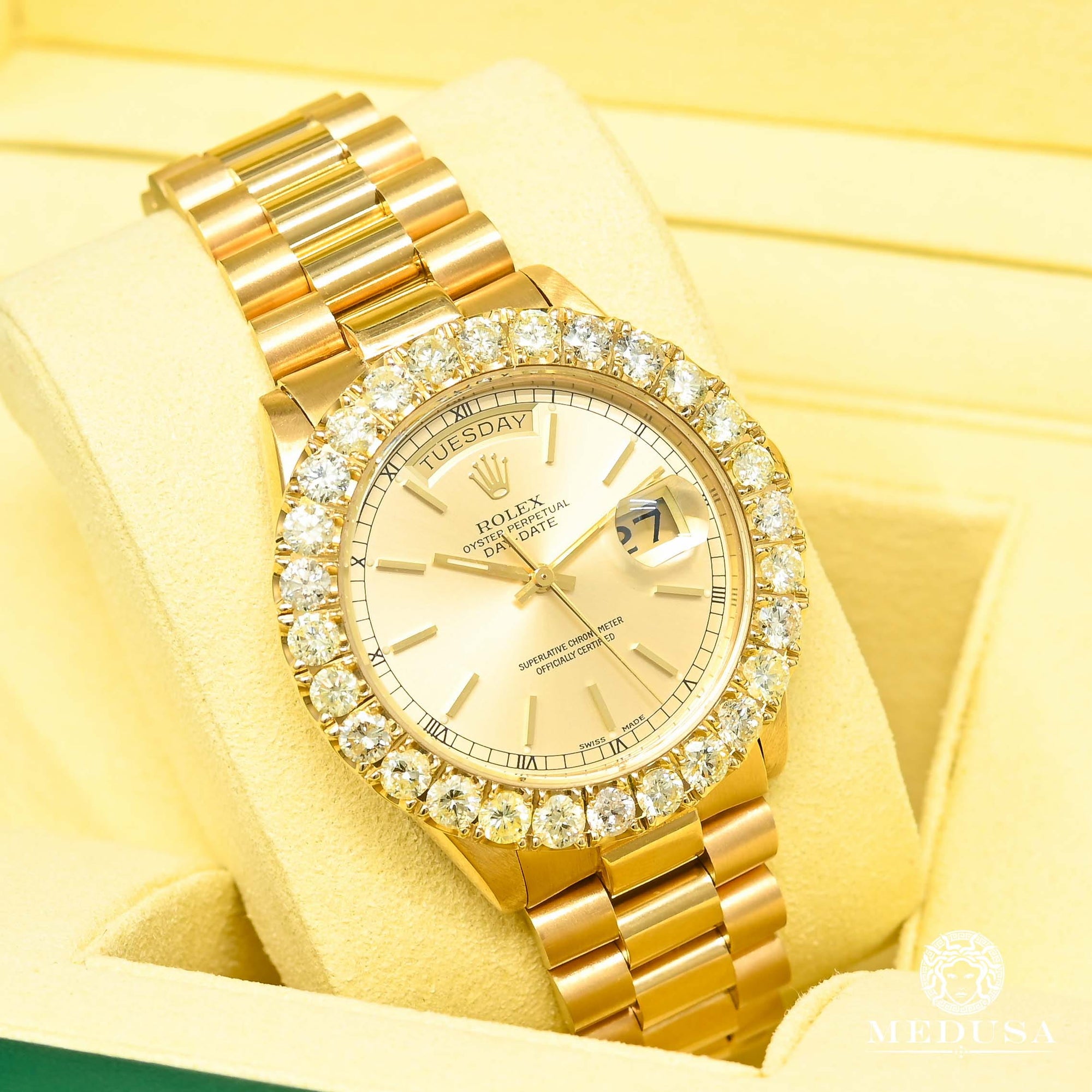 Montre Rolex | Montre Homme Rolex President Day-Date 36mm - Iced Champagne Or Jaune