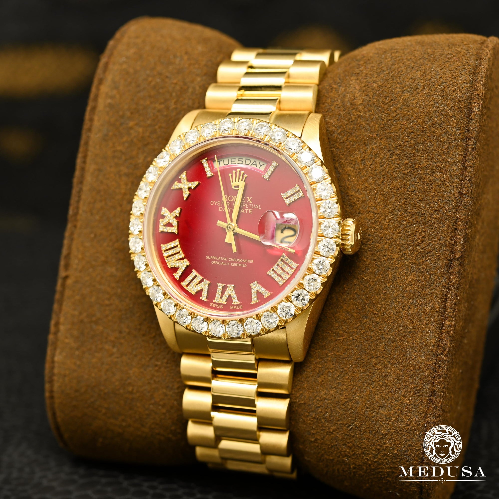 Montre Rolex | Montre Homme Rolex President Day-Date 36mm - Romain Rouge Romain / Or Jaune