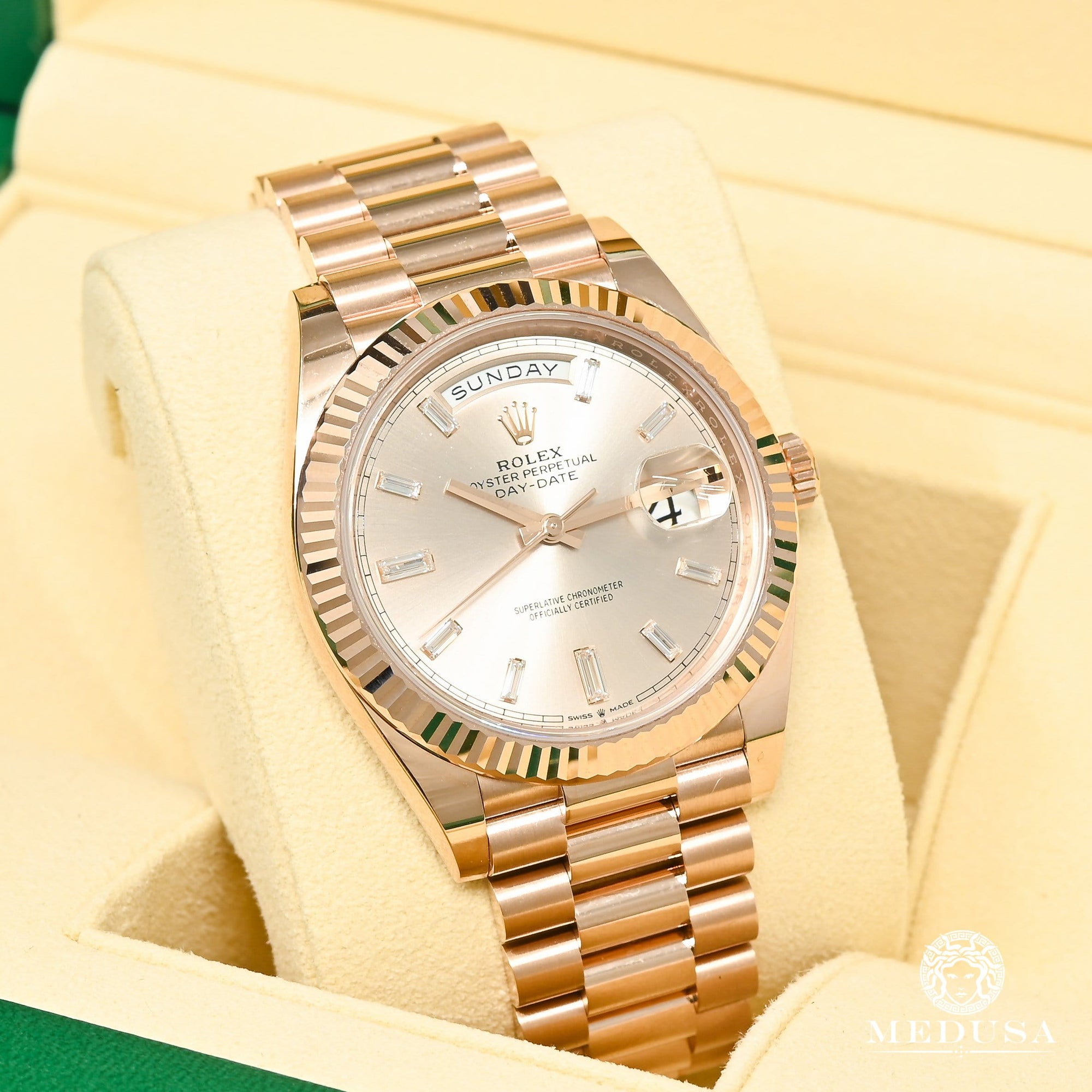 Montre Rolex | Montre Homme Rolex President Day-Date 40mm - Baguette Rose Gold Or Rose