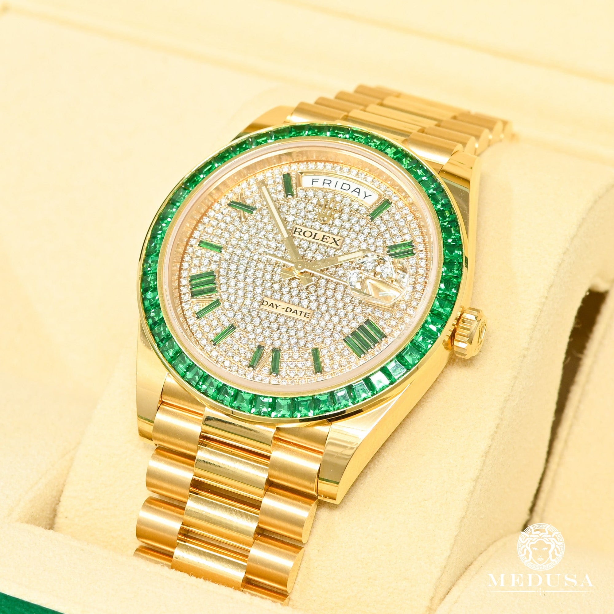 Montre Rolex | Montre Homme Rolex President Day-Date 40mm - Émeraude Or Jaune