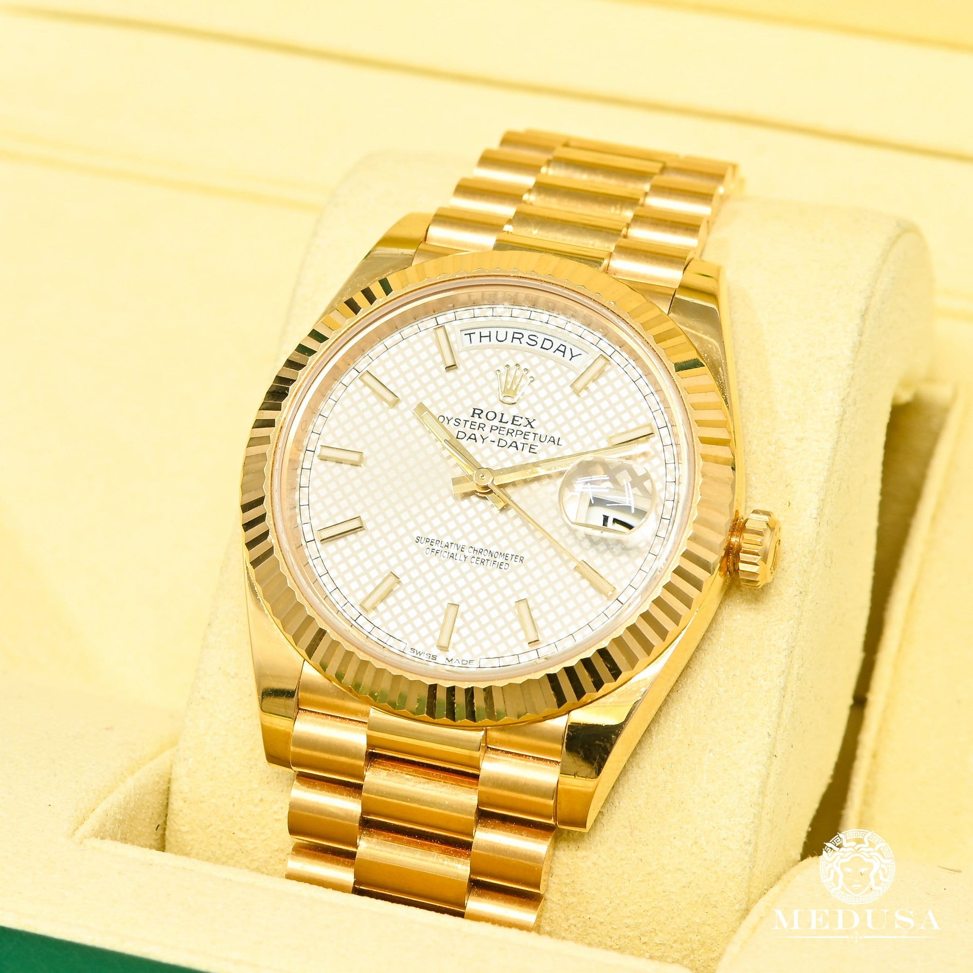 Montre Rolex | Montre Homme Rolex President Day-Date 40mm - White Diagonal Or Jaune
