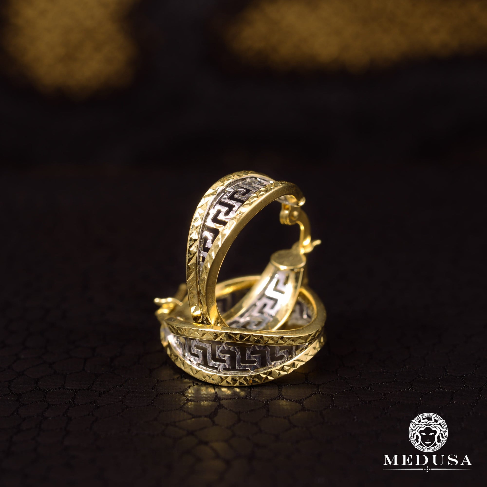 Anneaux en Or 10K | Boucles d’Oreilles Round F14 Or 2 Tons