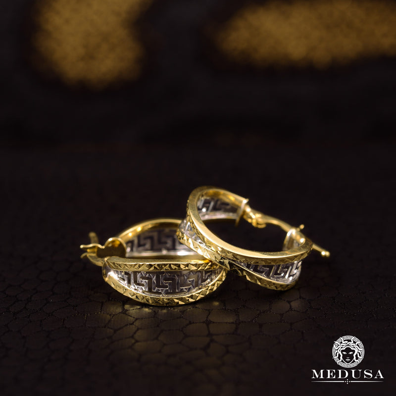 Anneaux en Or 10K | Boucles d’Oreilles Round F14 Or 2 Tons