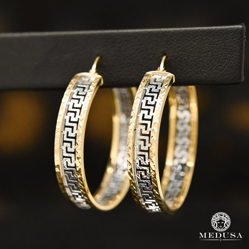 Anneaux en Or 10K | Boucles d’Oreilles Round F16 Or 2 Tons / 35mm