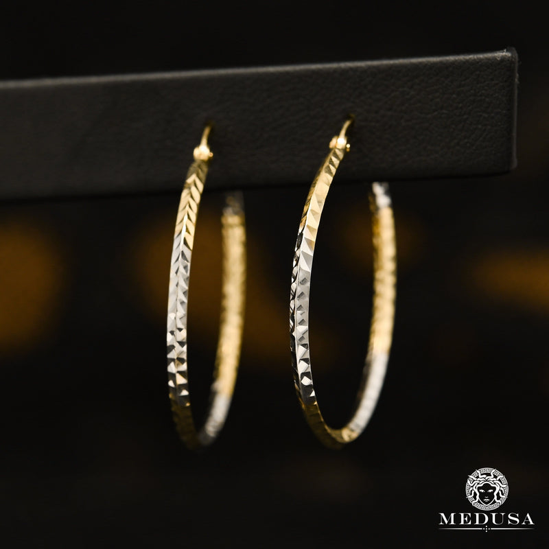 Anneaux en Or 10K | Boucles d’Oreilles Round F17 Or 2 Tons / 34mm