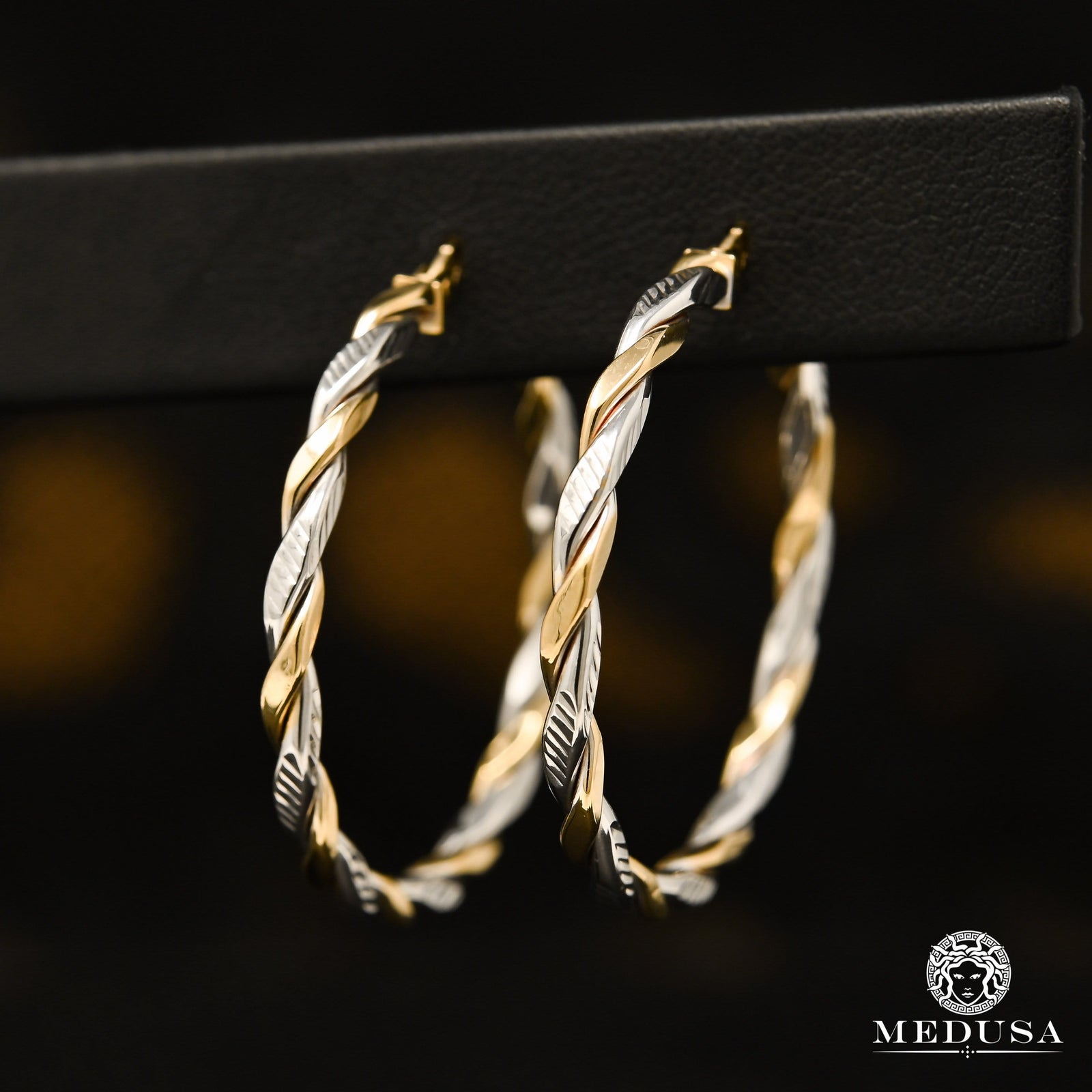 Anneaux en Or 10K | Boucles d’Oreilles Round F19 Or 2 Tons / 30mm