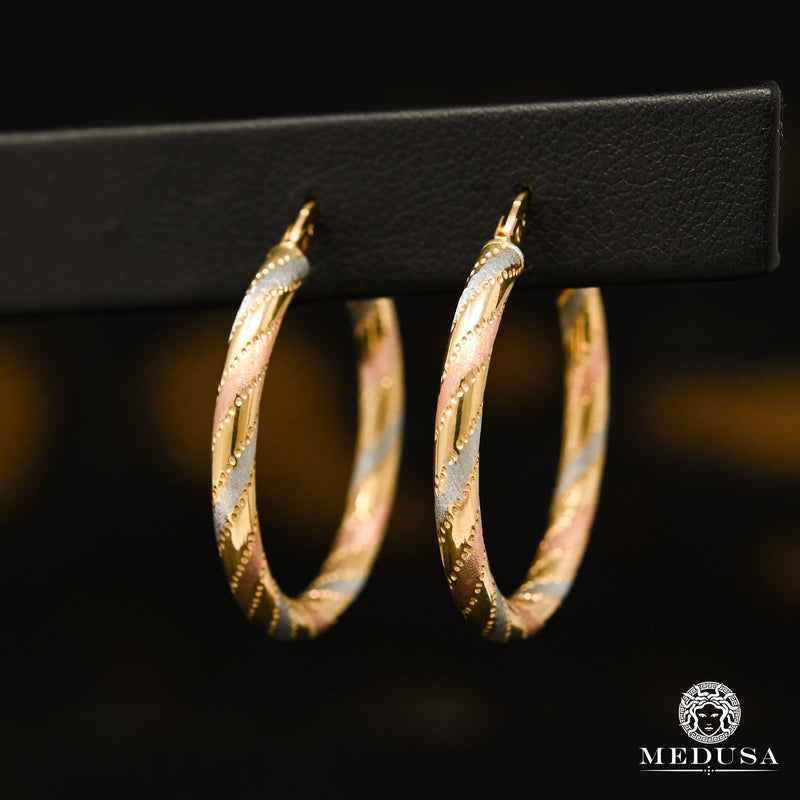Anneaux en Or 10K | Boucles d’Oreilles Round F20 Or 3 Tons / 30mm