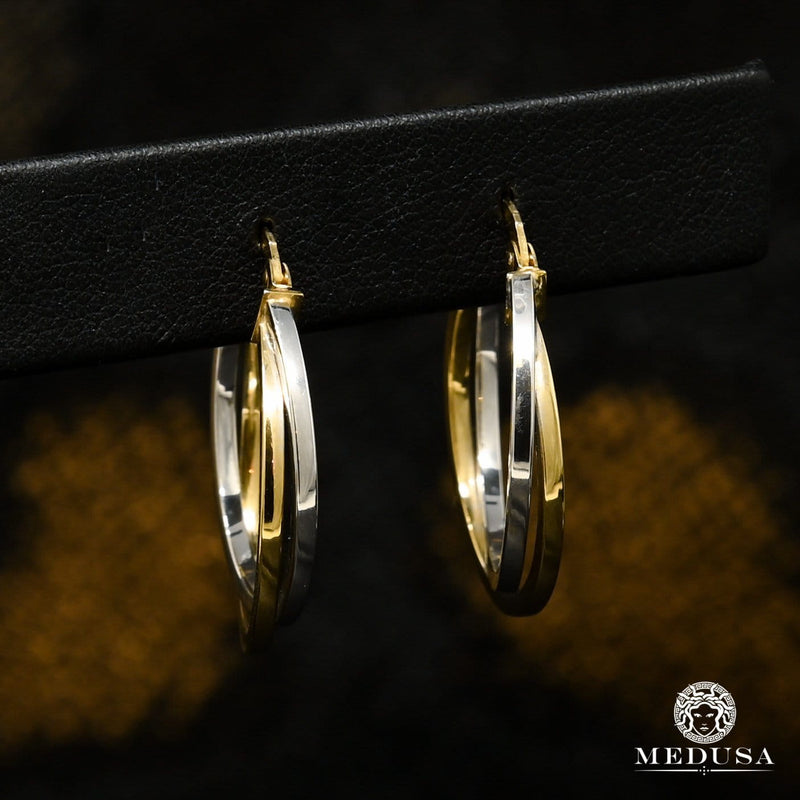 Anneaux en Or 10K | Boucles d’Oreilles Round F34 Or 2 Tons