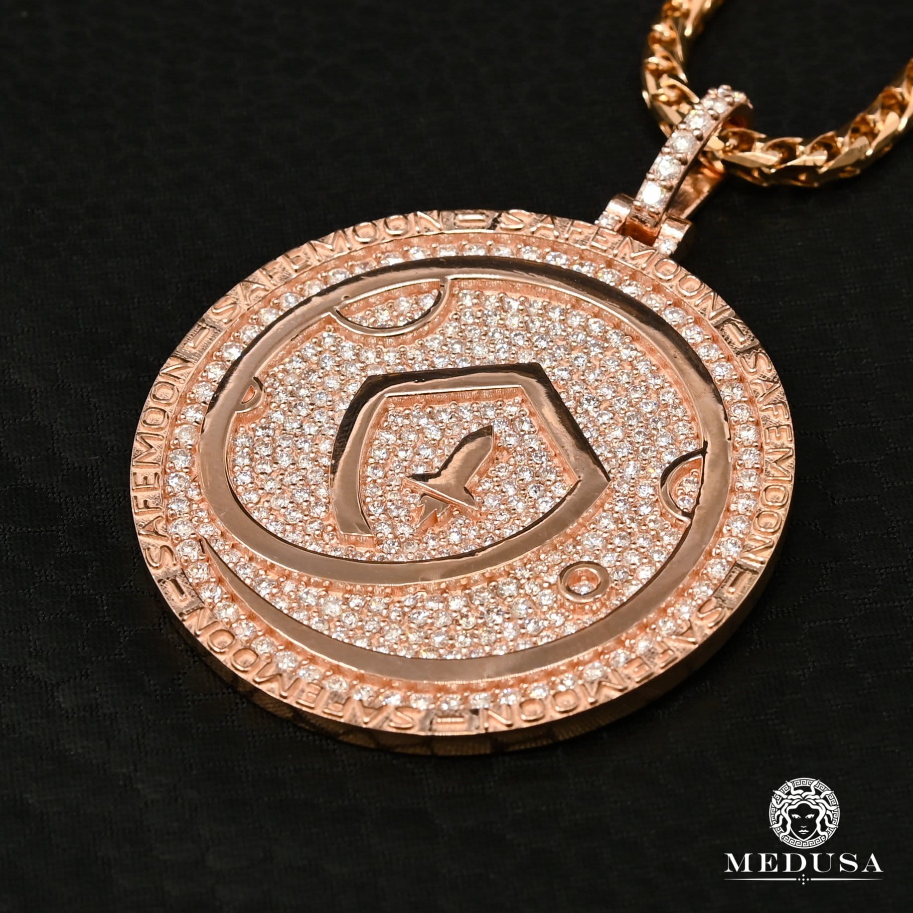 Pendentif à Diamants en Or 10K | Pendentif Divers Safemoon D1 - Diamant SI / Or Rose