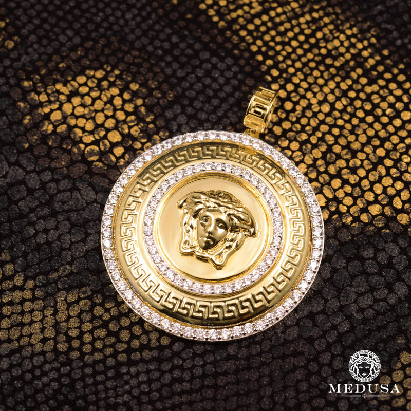 Pendentif en Or 10K | Médaillon Shield X3 Or Jaune