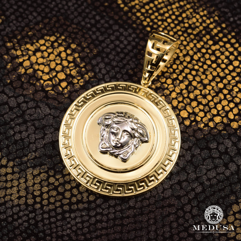 Pendentif en Or 10K | Médaillon Shield X4 Or 2 Tons