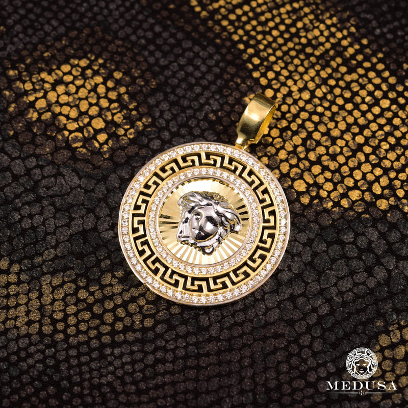 Pendentif en Or 10K | Médaillon Shield X7 Or 2 Tons