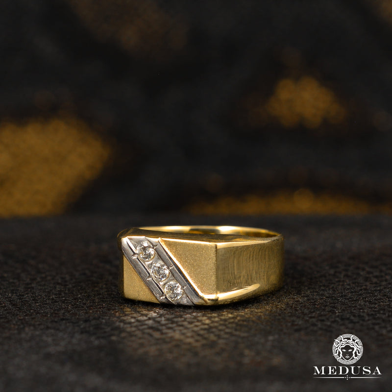Bague en Or 10K | Bague Homme Signet H9 Or 2 Tons