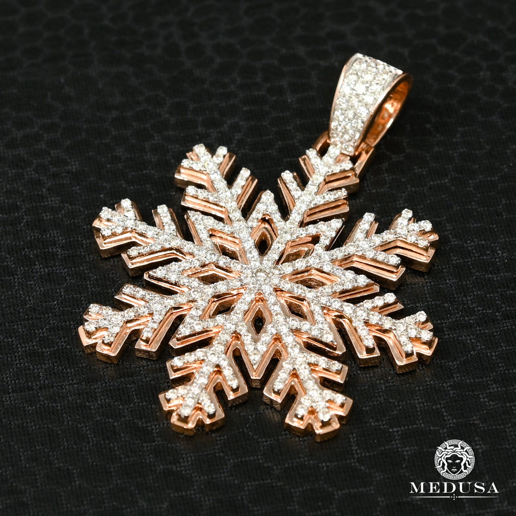 Pendentif à Diamants en Or 10K | Pendentif Divers Snowflake D2 Diamant Or Rose