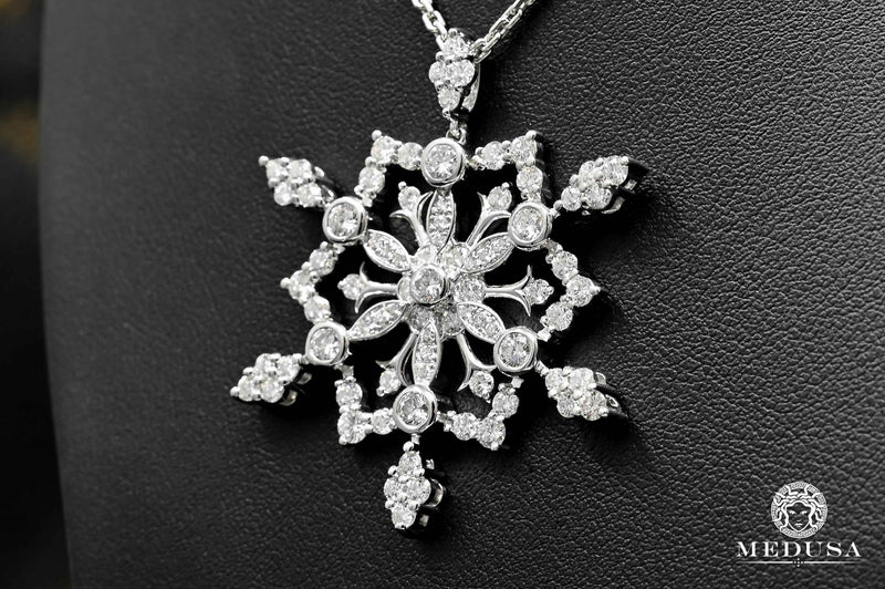 Collier en Or 18K | Collier Femme Snowflake X1 Or Blanc