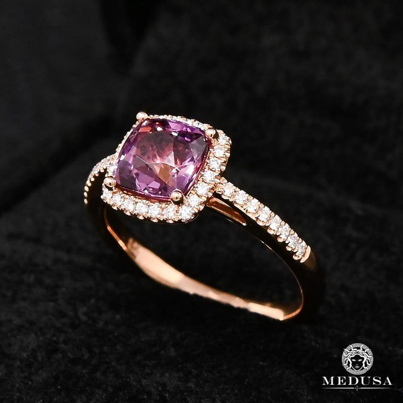 Bague à Diamants en Or 14K | Bague Femme Spinel D1 Diamant Or Rose