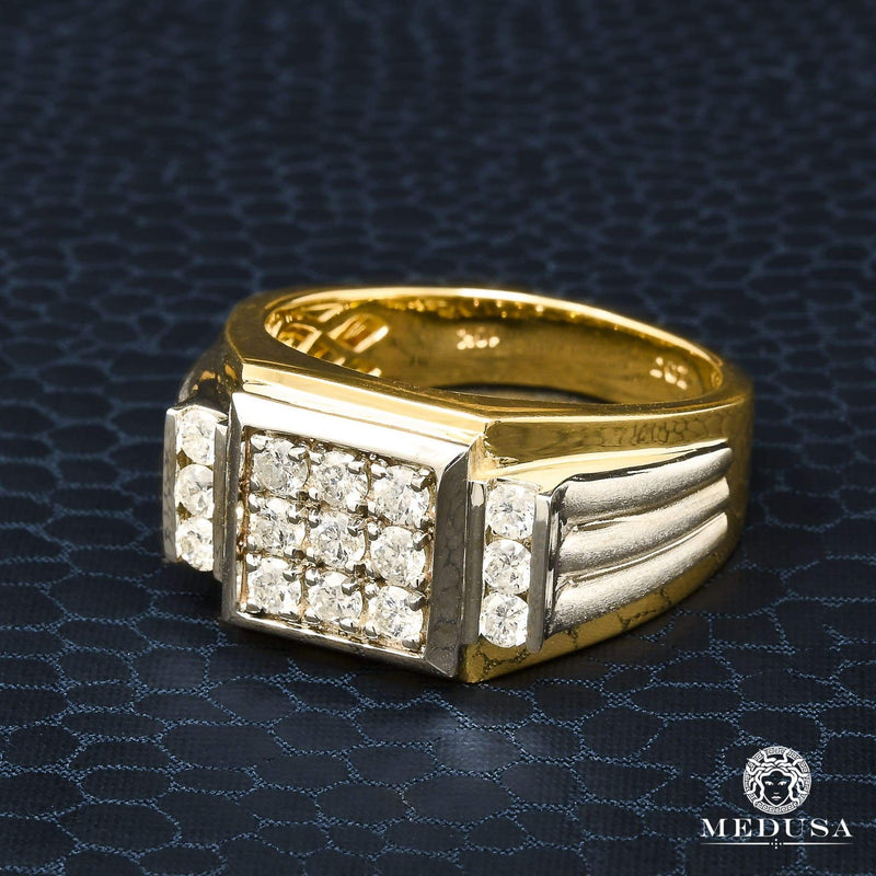 Bague à Diamants en Or 10K | Bague Homme Square D3 - Diamant 1,00CT / Or 2 Tons