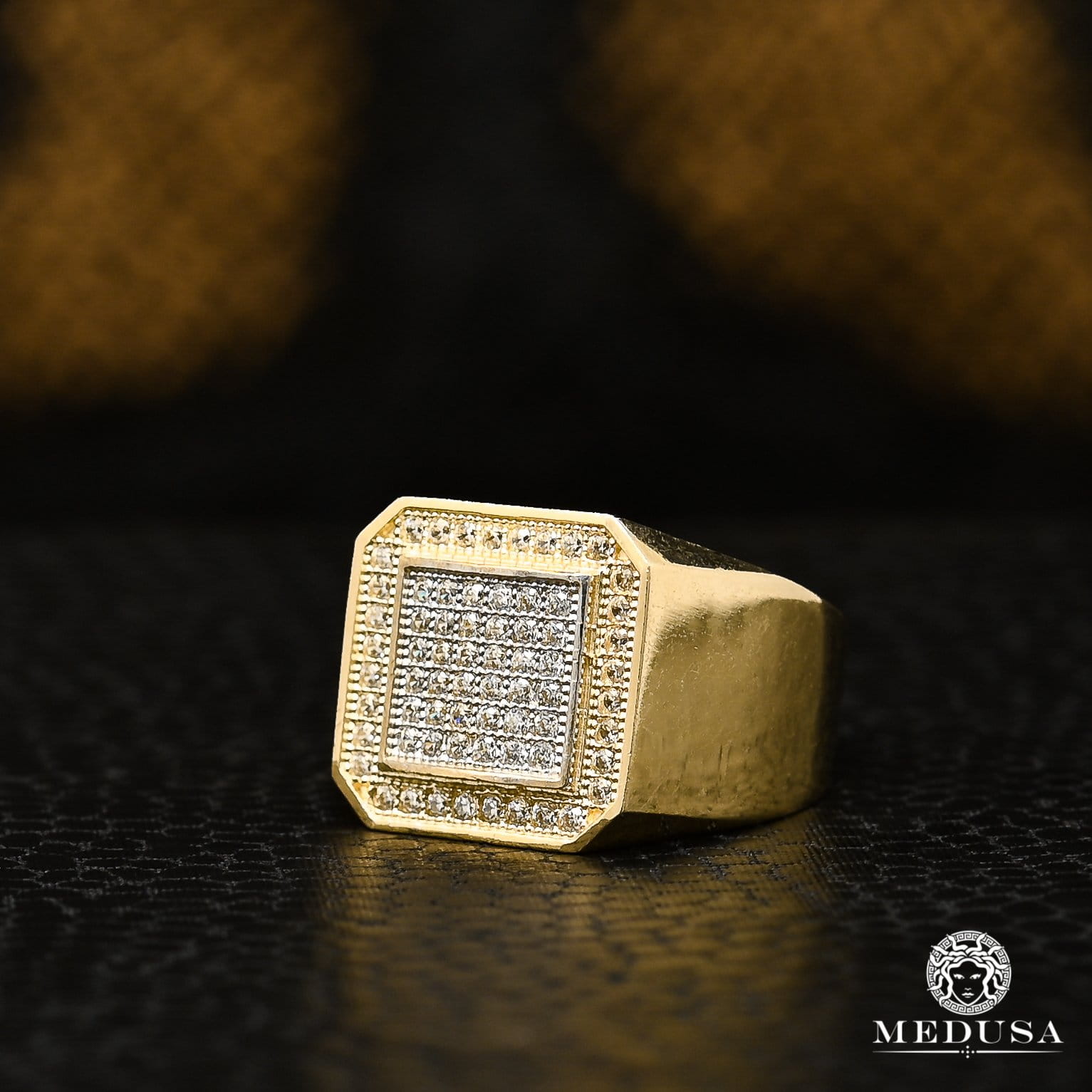 Bague en Or 10K | Bague Homme Square H28 Or Jaune