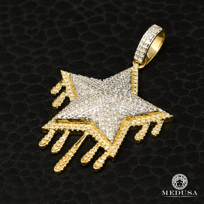 Pendentif à Diamants en Or 10K | Pendentif Divers Star D4 - Diamant Or 2 Tons