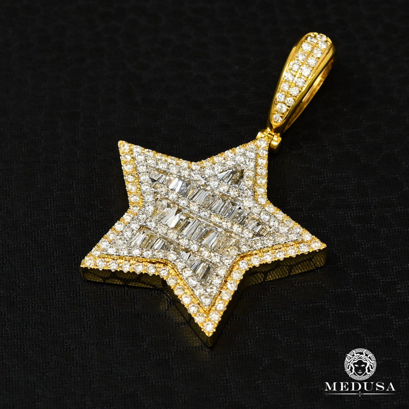 Pendentif à Diamants en Or 10K | Pendentif Divers Star D5 Diamant Or 2 Tons