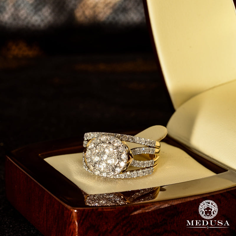 Bague à Diamants en Or 10K | Bague Femme Sun F2 - Diamant 1.50CT / Or Jaune