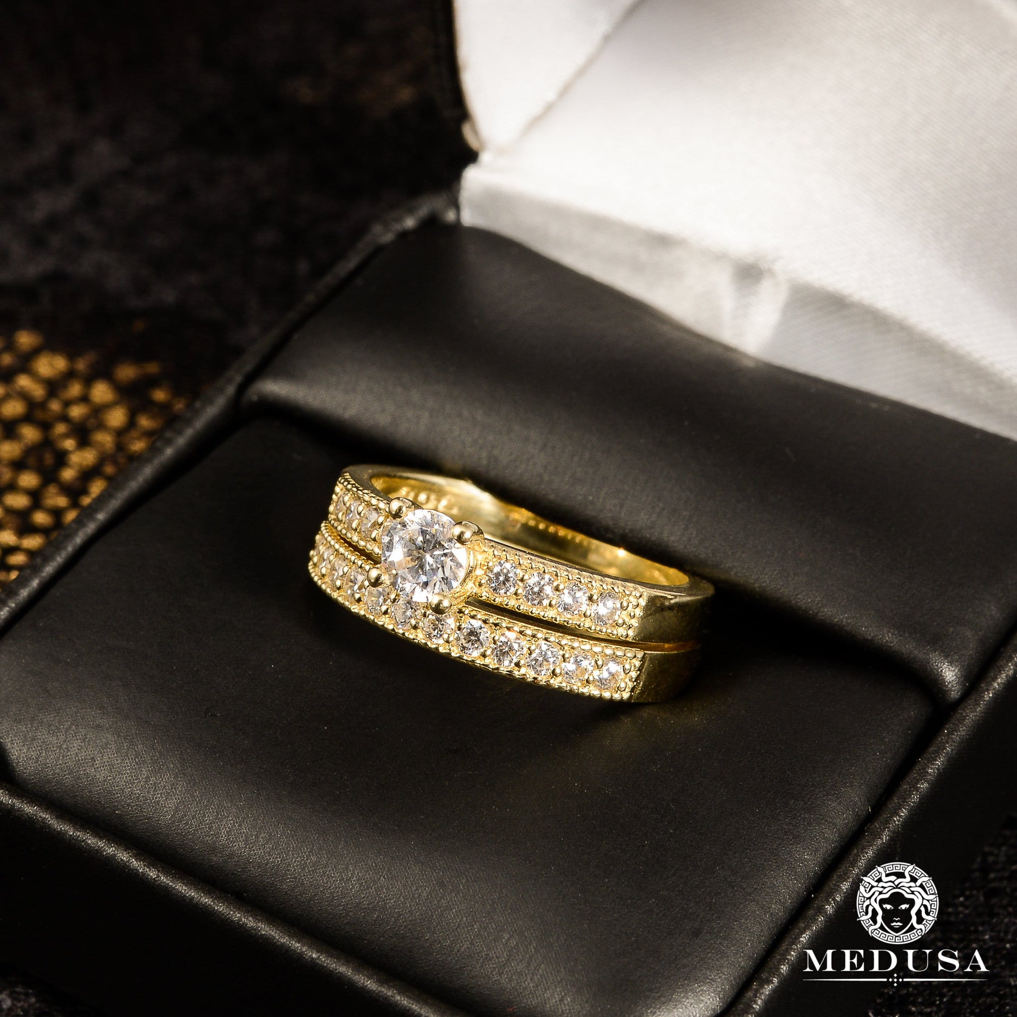 Bague à Diamants en Or 14K | Bague Fiançaille Trinity Set F1 - MA0755