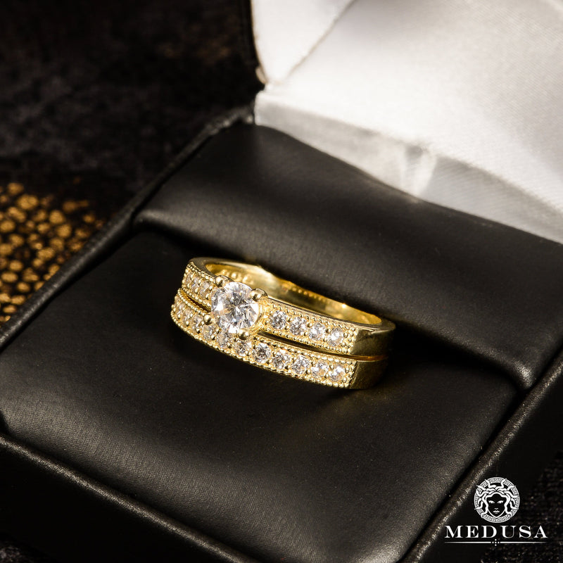 Bague à Diamants en Or 14K | Bague Fiançaille Trinity Set F1 - MA0755