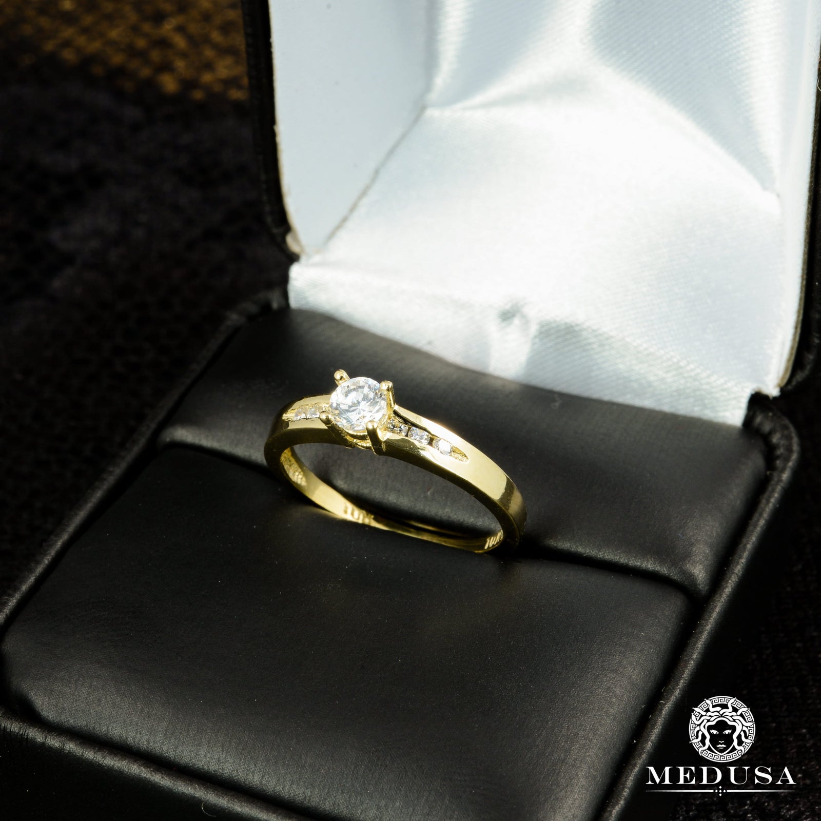 Bague à Diamants en Or 14K | Bague Fiançaille Trinity Set F2 - MA0722