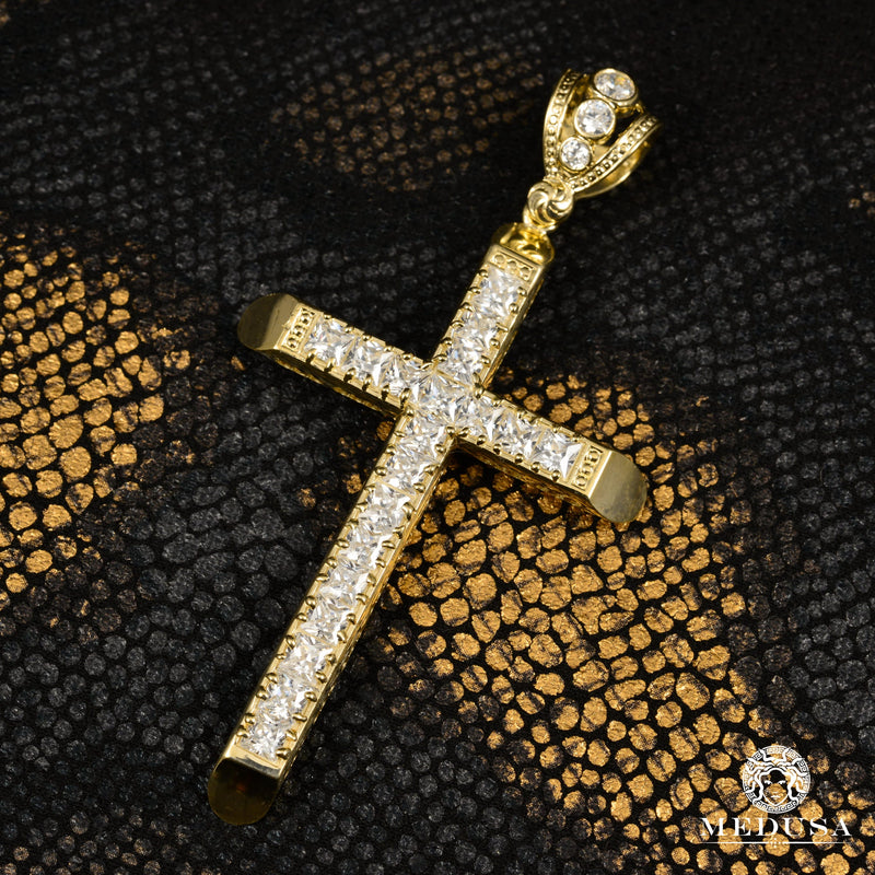 Pendentif en Or 10K | Pendentif Croix Voxel X1 Or Jaune