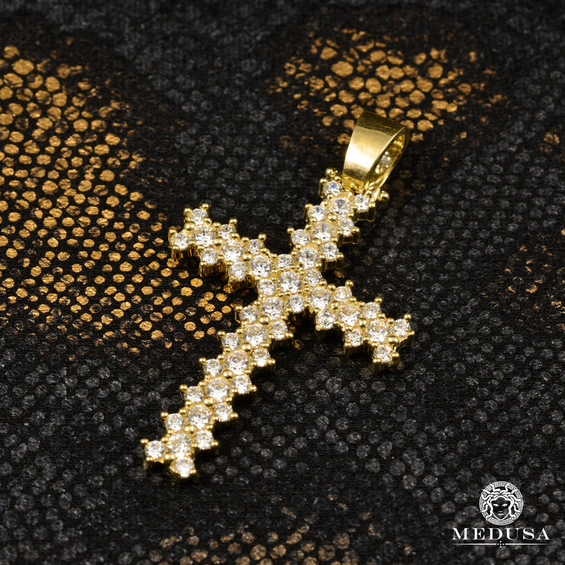 Pendentif en Or 10K | Pendentif Croix Voxel X2 Medium
