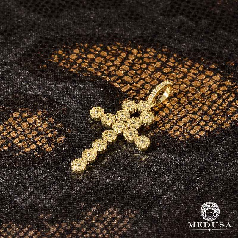 Pendentif en Or 10K | Pendentif Croix Voxel X3