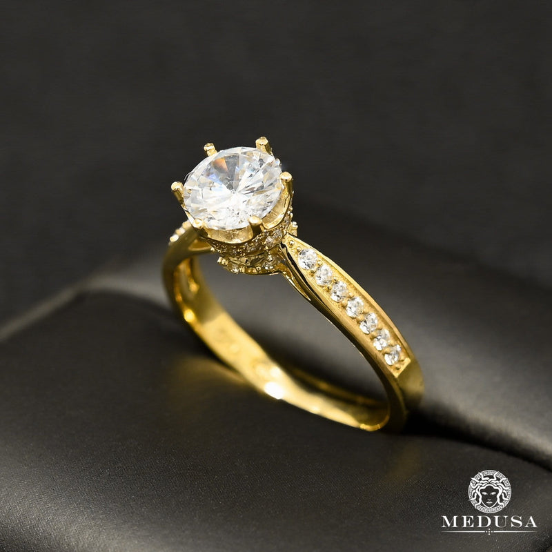 Bague en Or 10K | Bague Femme Zirconia F37 Or Jaune