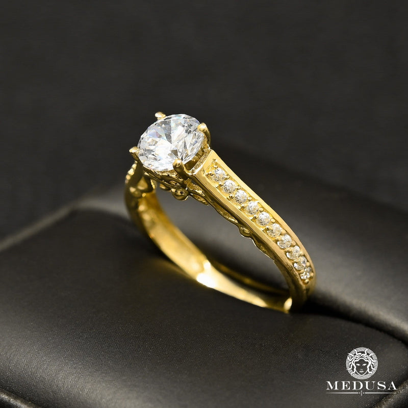 Bague en Or 10K | Bague Femme Zirconia F38 Or Jaune