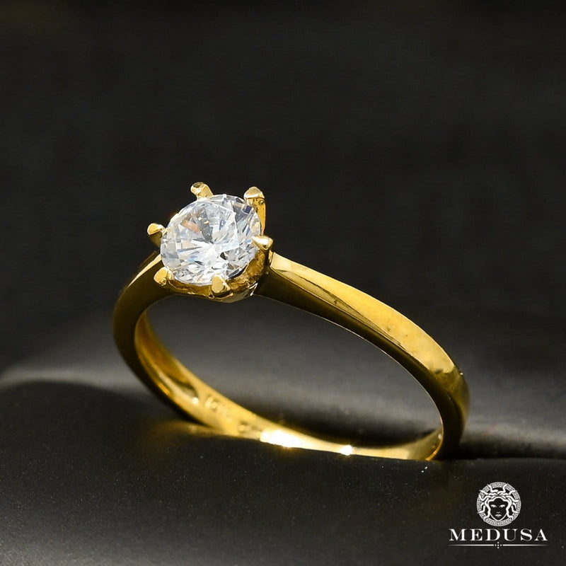 Bague en Or 10K | Bague Femme Zirconia F47 Or Jaune